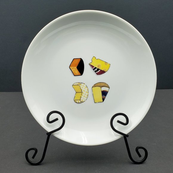 Boston Warehouse Wine & Cheese Appetizer Plates Nancy Green Dessert Snack Plates - Picture 4 of 6